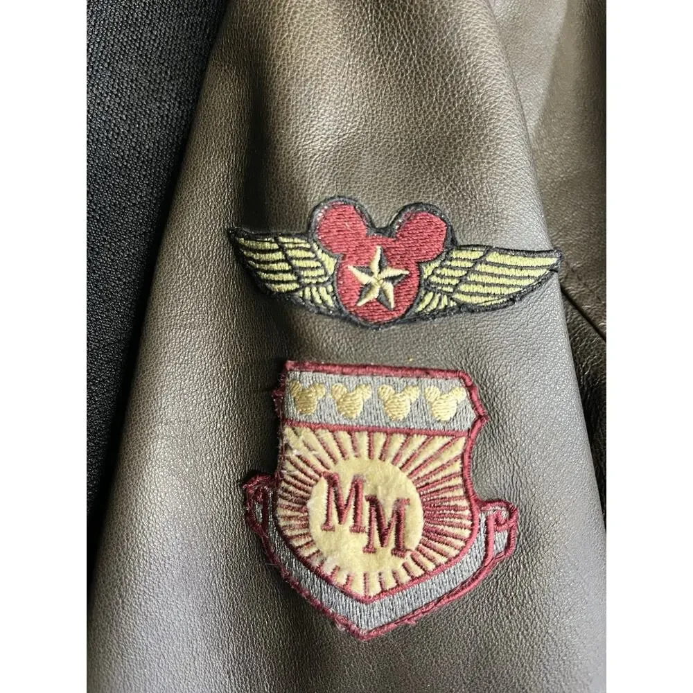 Disney Store Special Air Patrol MICKEY MOUSE Pilot Leather Bomber Jacket Medium
